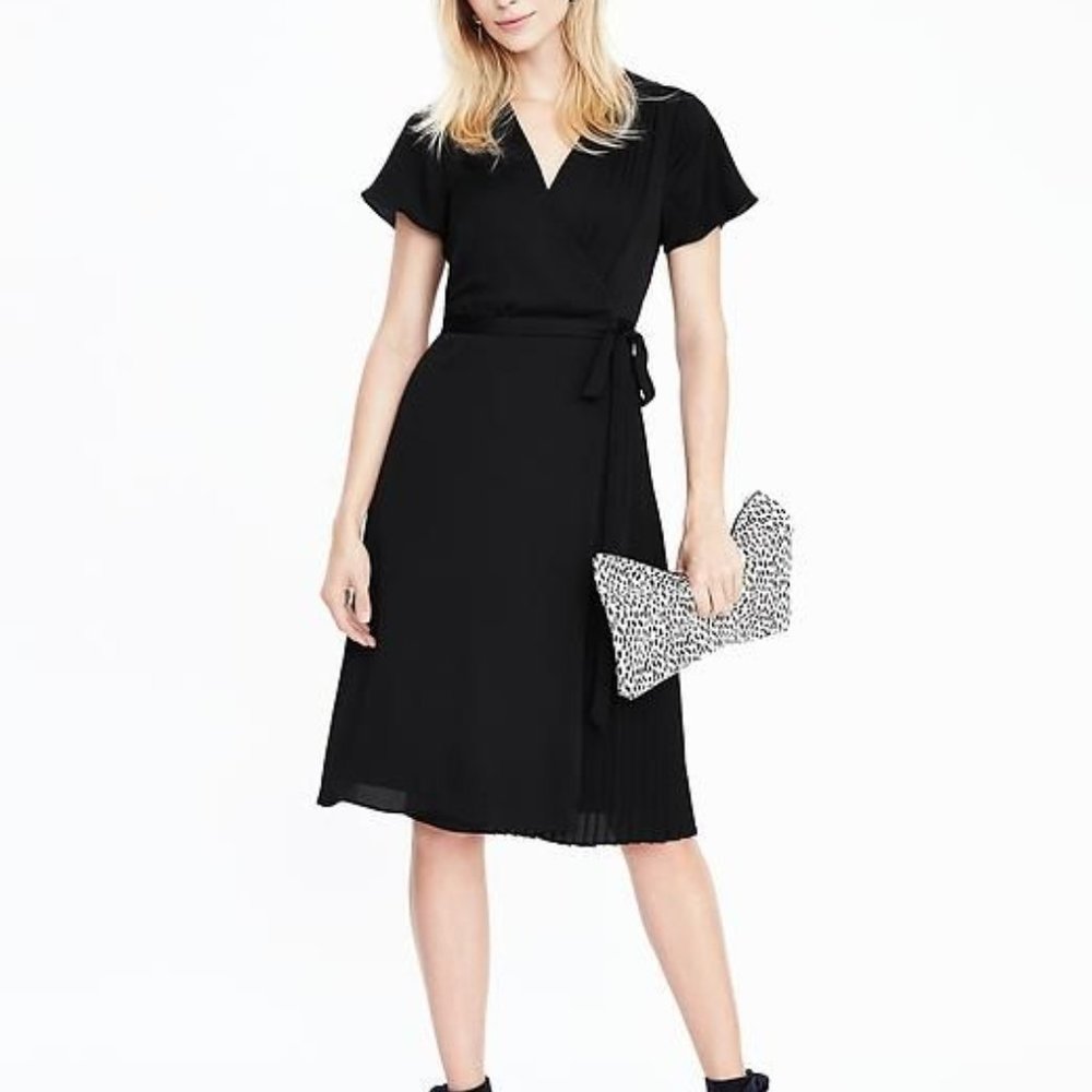 Banana Republic Black Pleated Wrap dress